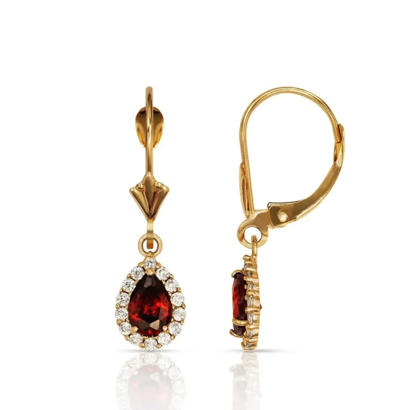 Curata Solid 14k Yellow Gold Birthstone Pear-shaped Cubic Zirconia Halo Dangle Leverback Earrings (6mm x 24mm) sold by Zulily