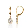 Curata Solid 14k Yellow Gold Birthstone Pear-shaped Cubic Zirconia Halo Dangle Leverback Earrings (6mm x 24mm) sold by Zulily