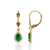 Curata Solid 14k Yellow Gold Birthstone Pear-shaped Cubic Zirconia Halo Dangle Leverback Earrings (6mm x 24mm) sold by Zulily