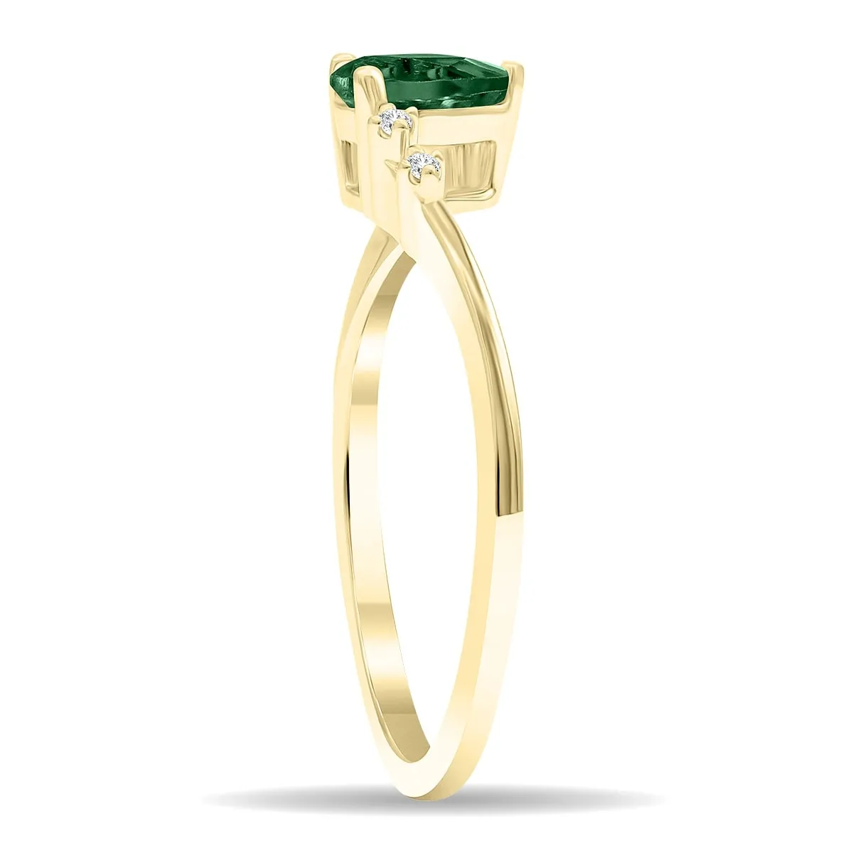 Women's Pear Shaped Emerald and Diamond Wave Ring in 10K Yellow Gold sold by Zulily product image thumbnail 2