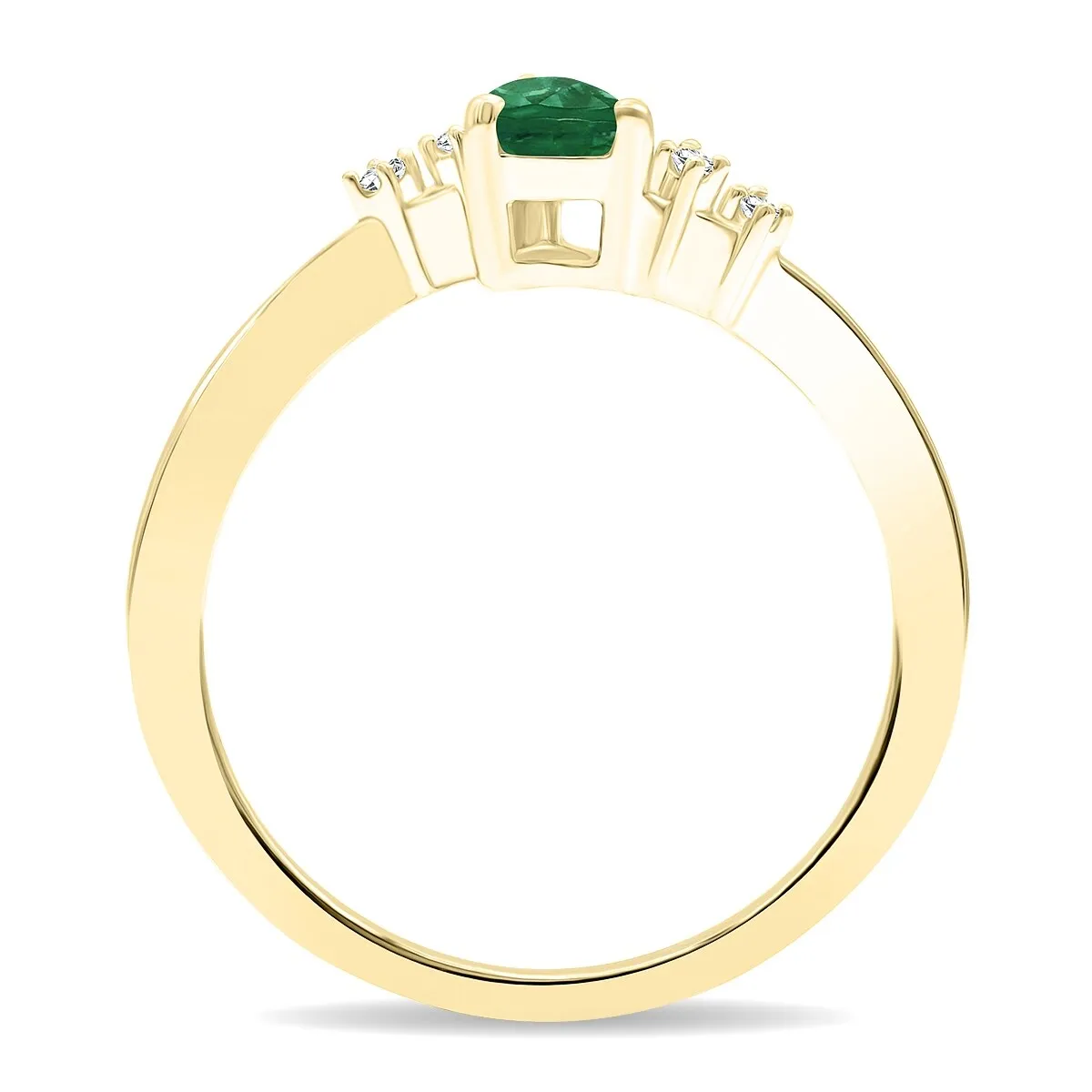 Women's Pear Shaped Emerald and Diamond Wave Ring in 10K Yellow Gold sold by Zulily product image thumbnail 3