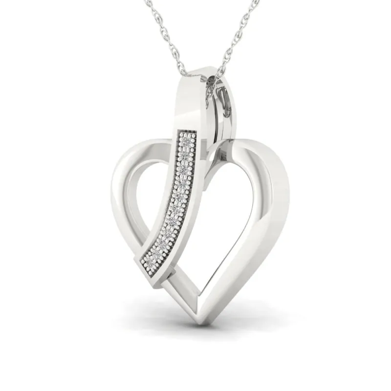 Sterling Silver 1/20ct TDW Diamond Heart Necklace sold by Zulily