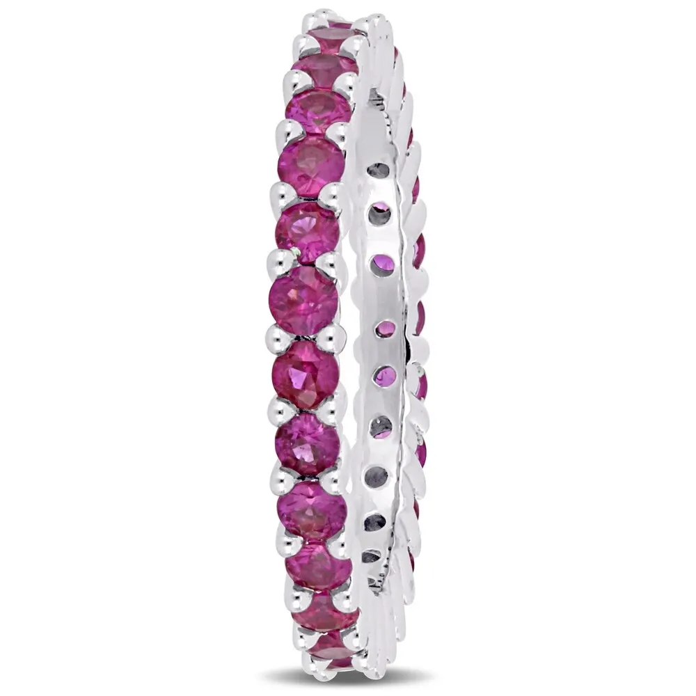 Miadora 14k White Gold Pink Sapphire Stackable Full-Eternity Band sold by Zulily product image thumbnail 3