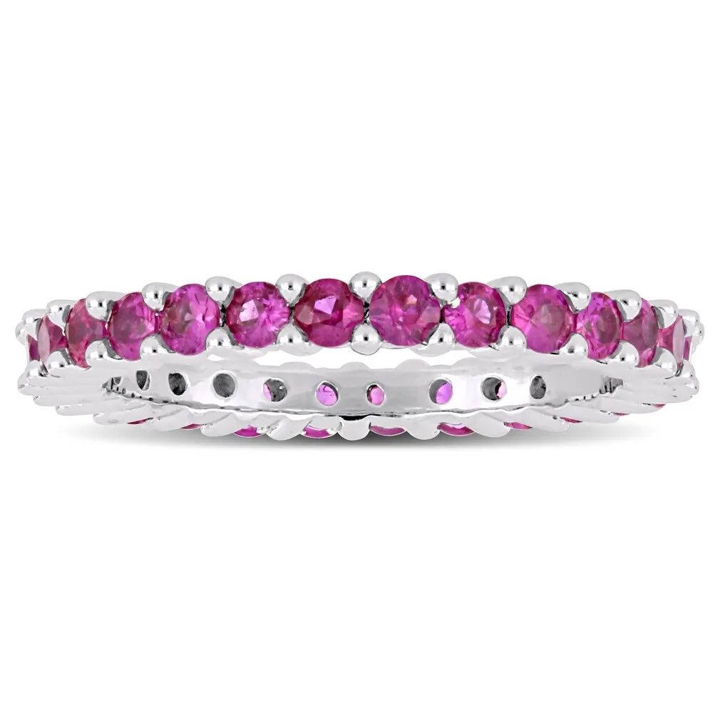 Miadora 14k White Gold Pink Sapphire Stackable Full-Eternity Band sold by Zulily product image thumbnail 2