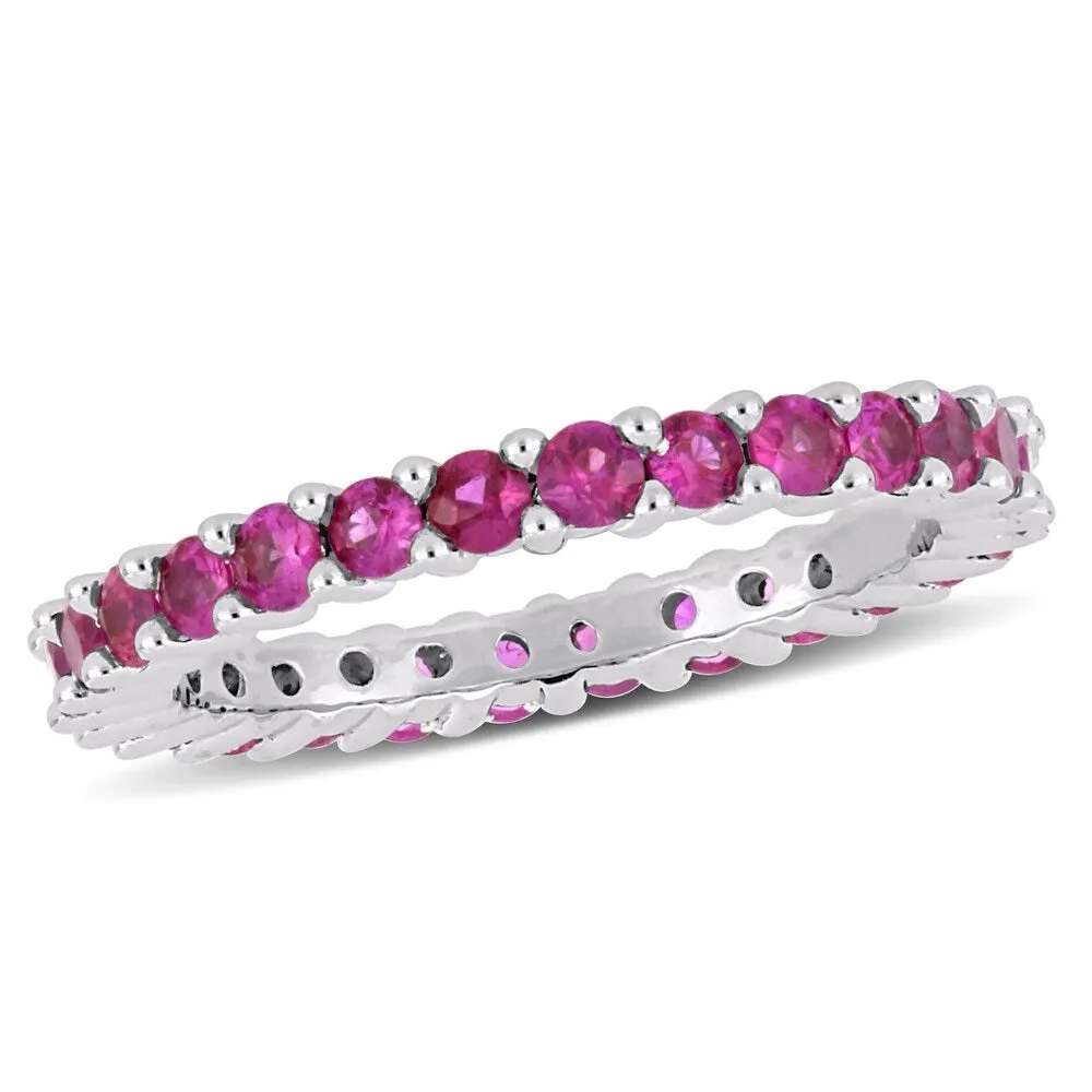 Miadora 14k White Gold Pink Sapphire Stackable Full-Eternity Band sold by Zulily