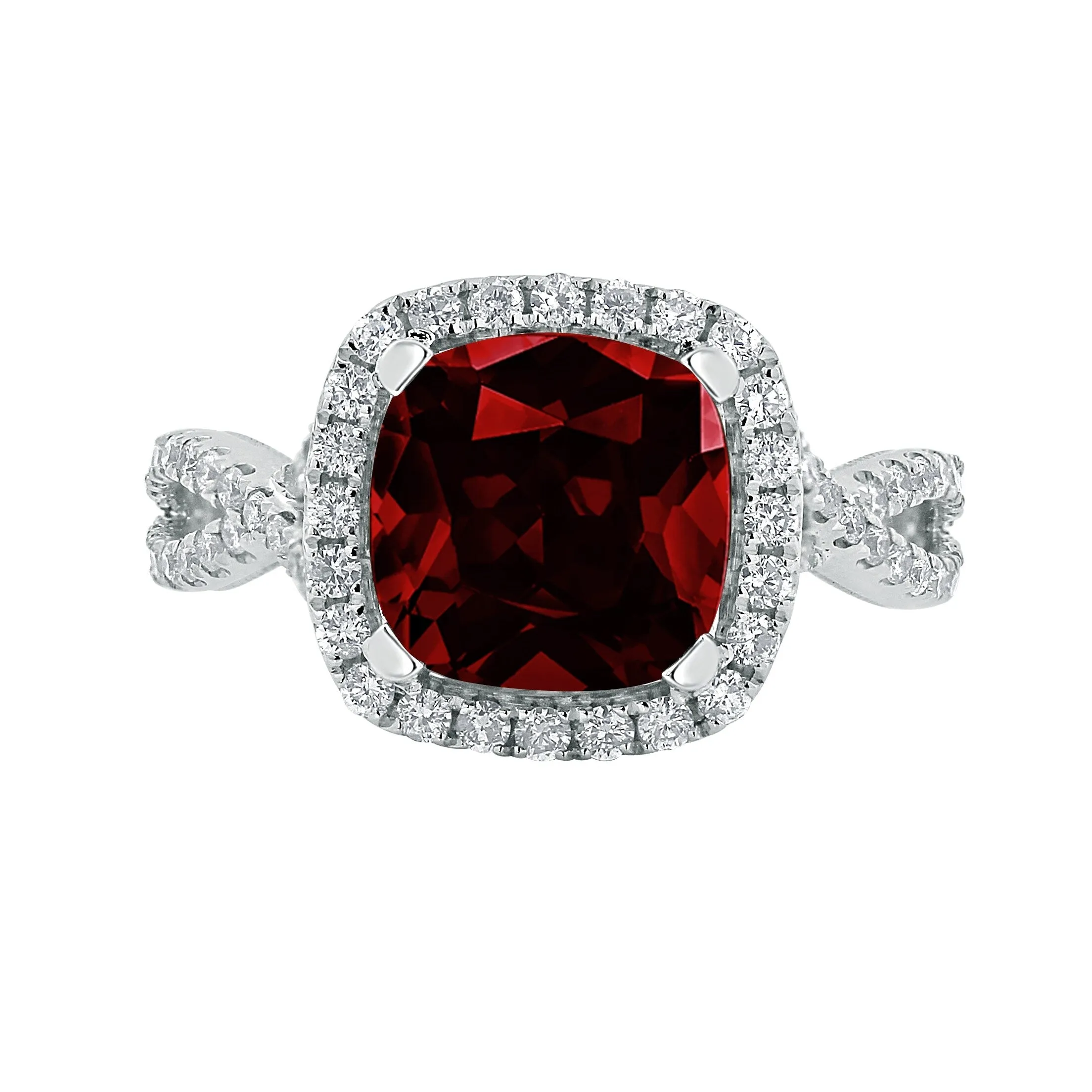 Auriya 3 1/8ct Cushion-cut Garnet and Halo Diamond Engagement Ring 1/2cttw 14k Gold sold by Zulily product image thumbnail 2