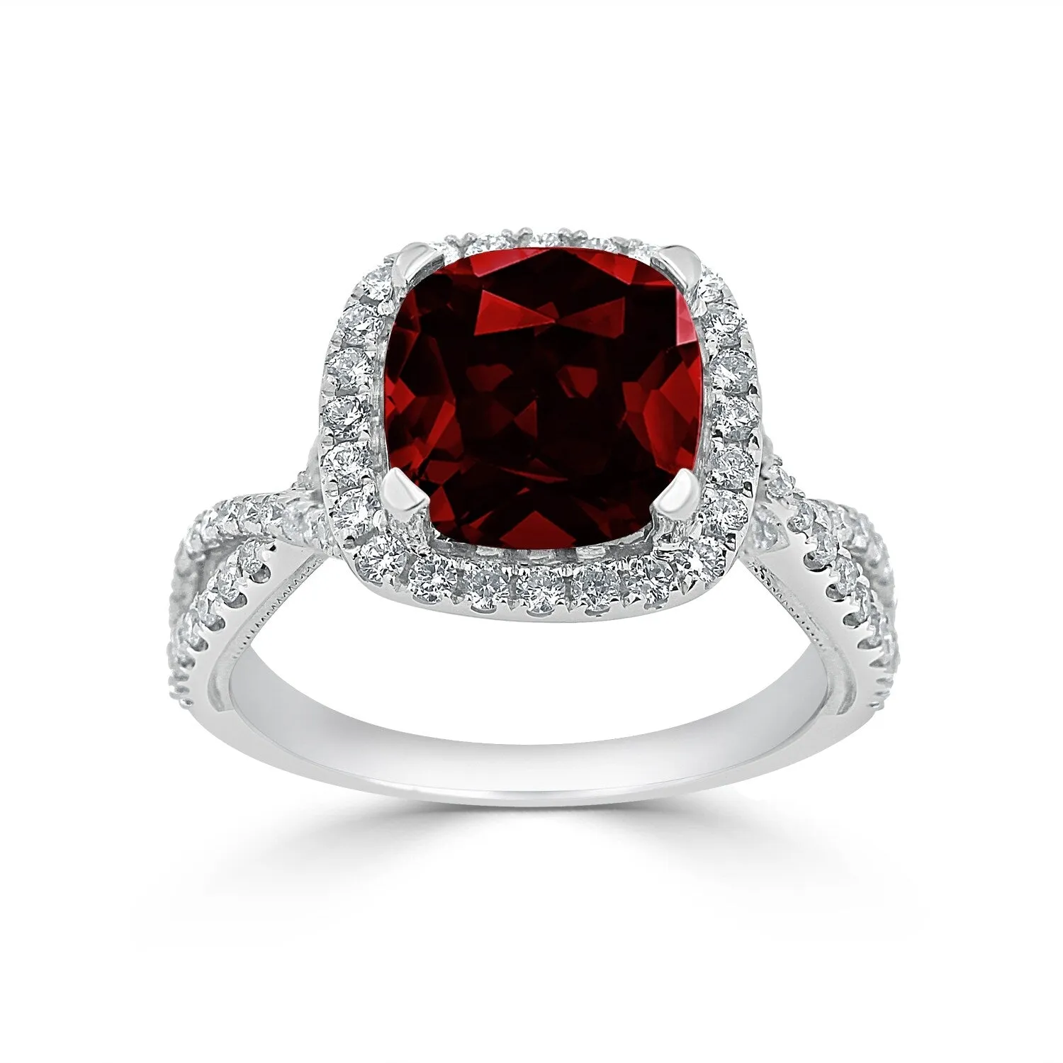 Auriya 3 1/8ct Cushion-cut Garnet and Halo Diamond Engagement Ring 1/2cttw 14k Gold sold by Zulily product image thumbnail 3