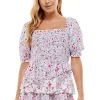 City Studios Junior's Tiered Puffed Sleeve Dress Red Size XX-Small sold by Zulily