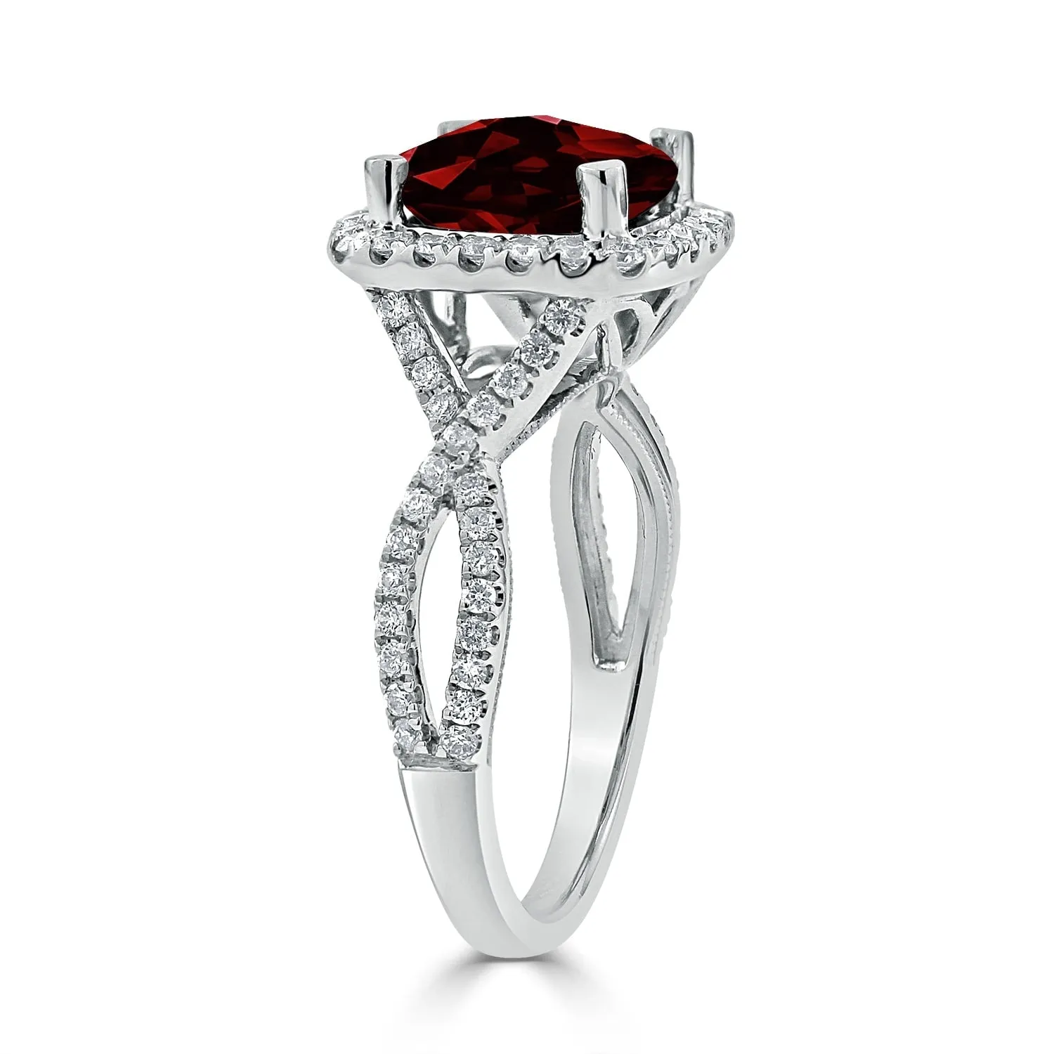 Auriya 3 1/8ct Cushion-cut Garnet and Halo Diamond Engagement Ring 1/2cttw 14k Gold sold by Zulily product image thumbnail 4