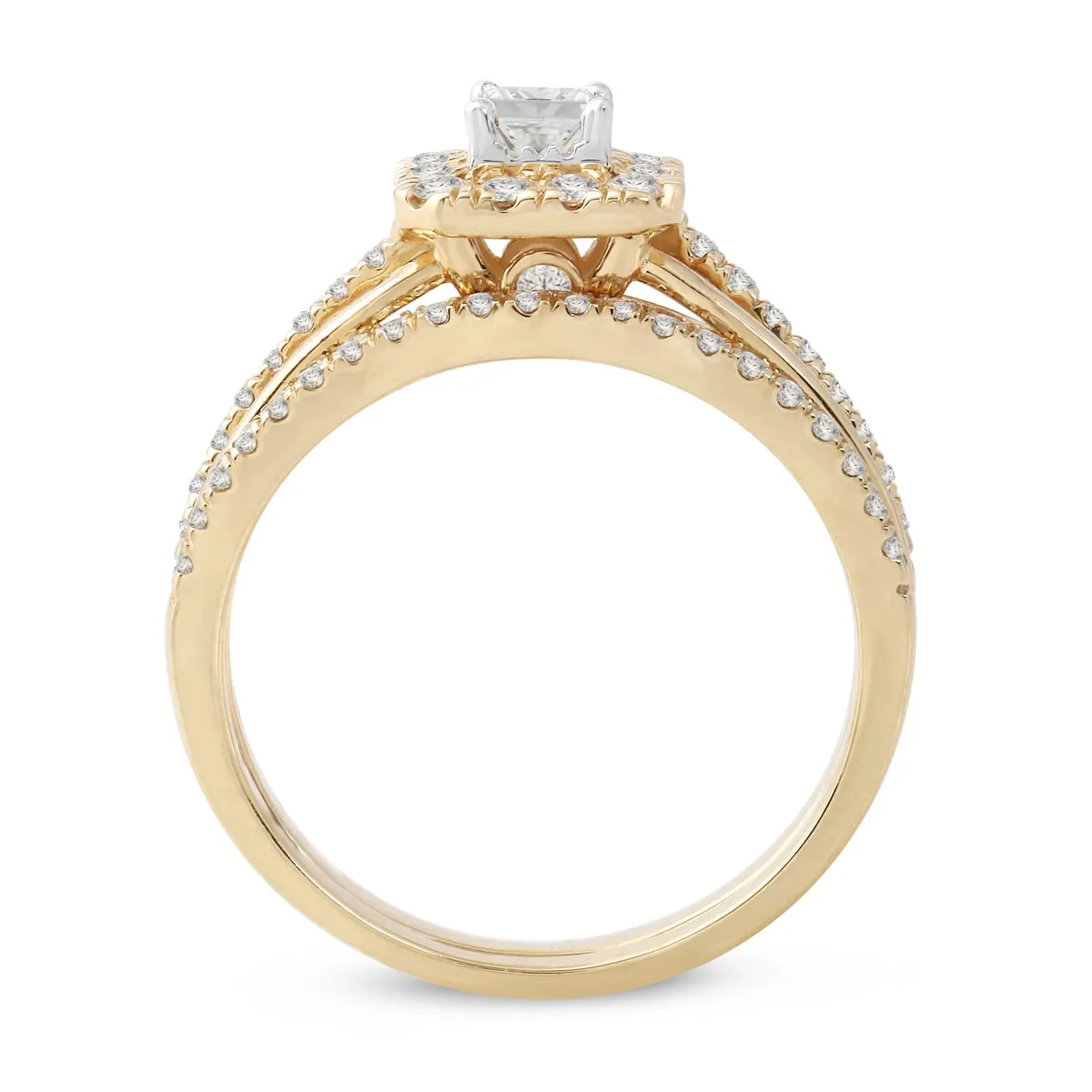 De Couer IGI Certified 14k Yellow Gold 5/8ct TDW Princess-Cut Diamond Frame Bridal Set sold by Zulily product image thumbnail 5