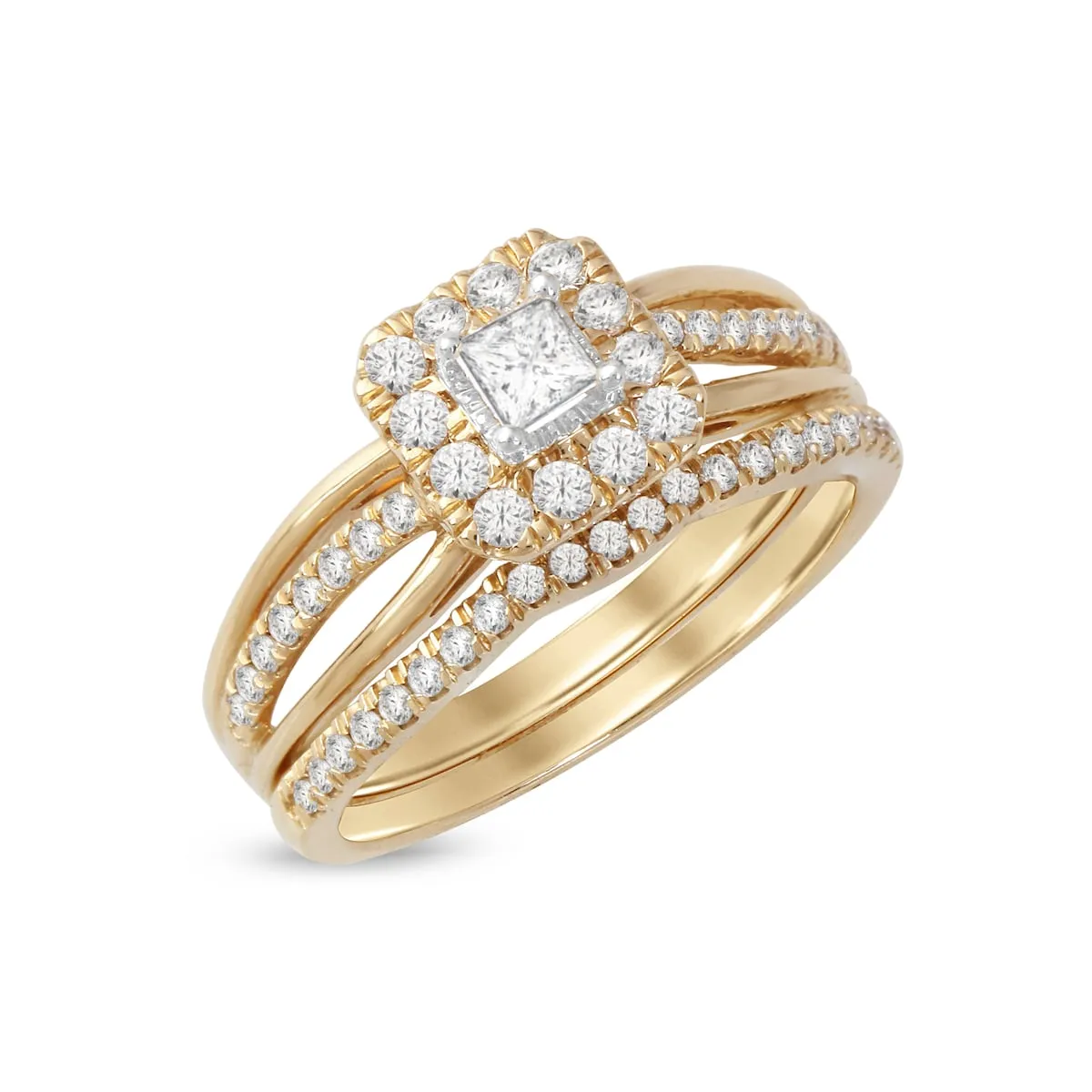De Couer IGI Certified 14k Yellow Gold 5/8ct TDW Princess-Cut Diamond Frame Bridal Set sold by Zulily product image thumbnail 4