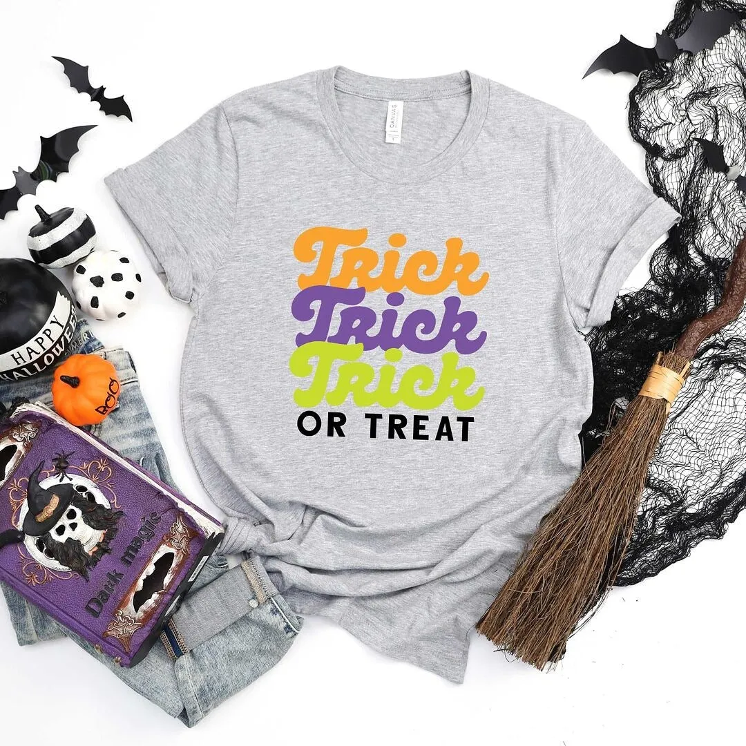 Trick or Treat Colorful Stacked Short Sleeve Tee sold by Zulily