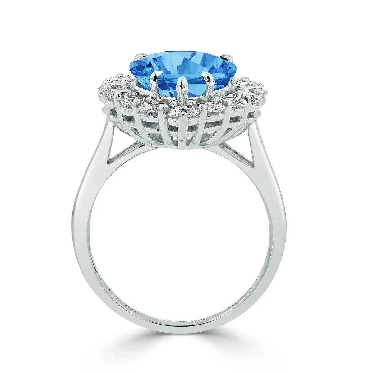 Auriya 2 1/4ct Pear-cut Blue Topaz Halo Diamond Engagement Ring 1 3/4cttw 18K Gold sold by Zulily product image thumbnail 4