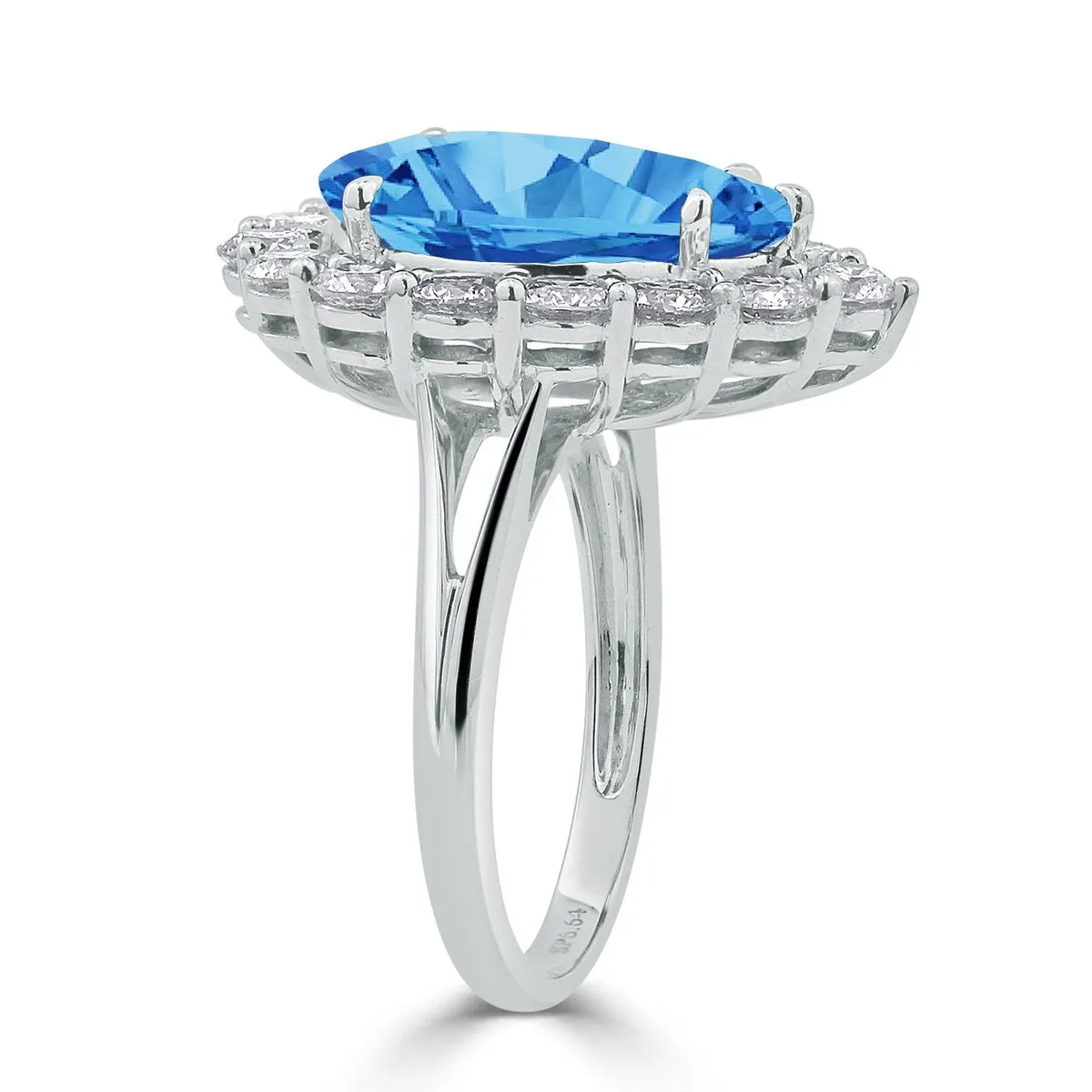 Auriya 2 1/4ct Pear-cut Blue Topaz Halo Diamond Engagement Ring 1 3/4cttw 18K Gold sold by Zulily product image thumbnail 3