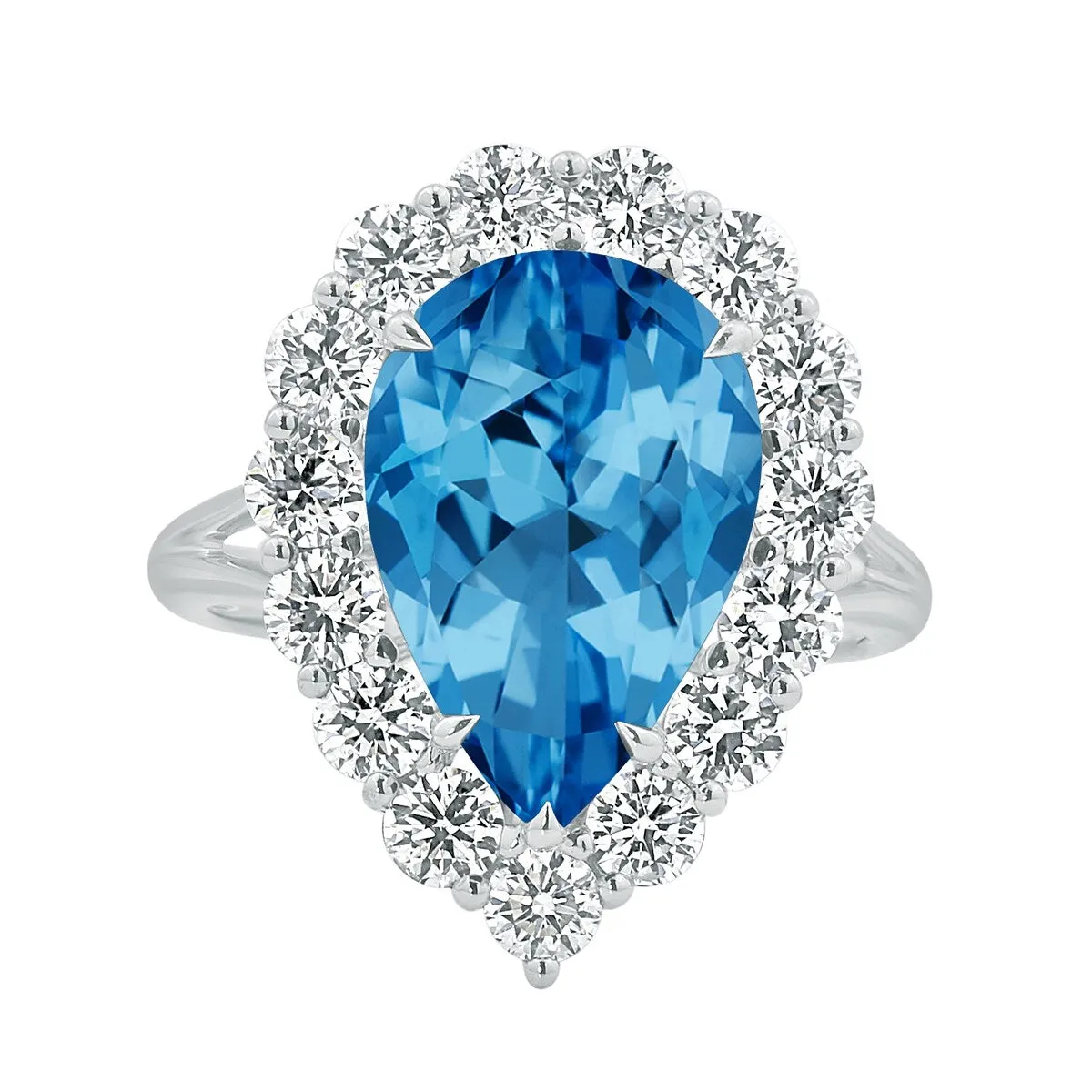 Auriya 2 1/4ct Pear-cut Blue Topaz Halo Diamond Engagement Ring 1 3/4cttw 18K Gold sold by Zulily product image thumbnail 2