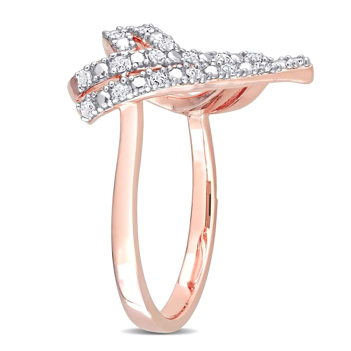 Miadora 1/5ct TDW Diamond Open Double Heart Ring in Rose Plated Sterling Silver sold by Zulily product image thumbnail 4