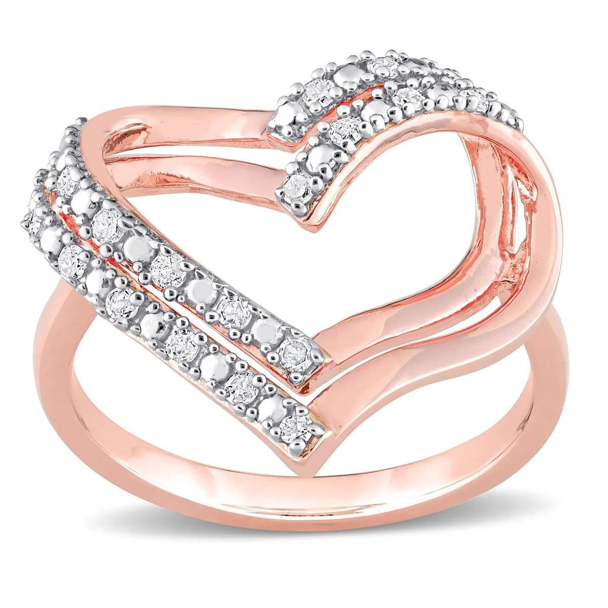 Miadora 1/5ct TDW Diamond Open Double Heart Ring in Rose Plated Sterling Silver sold by Zulily product image thumbnail 3