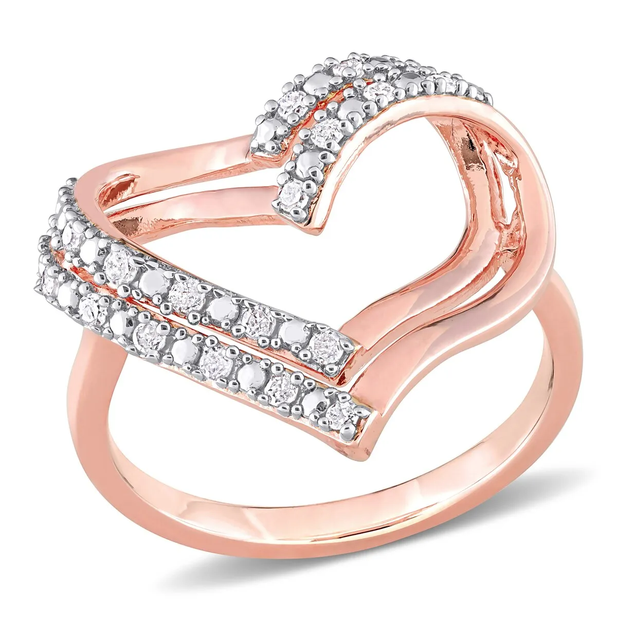 Miadora 1/5ct TDW Diamond Open Double Heart Ring in Rose Plated Sterling Silver sold by Zulily product image thumbnail 2