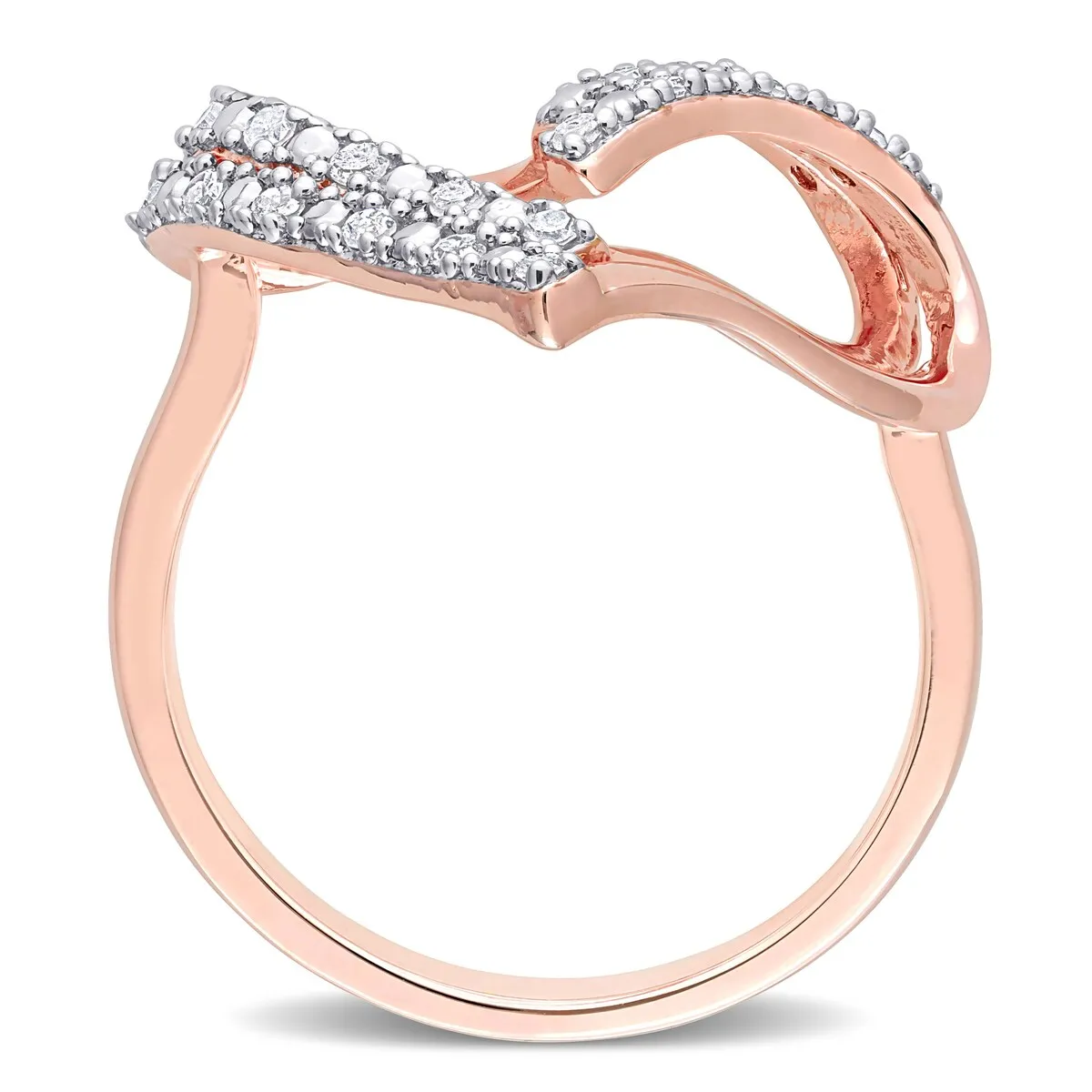 Miadora 1/5ct TDW Diamond Open Double Heart Ring in Rose Plated Sterling Silver sold by Zulily product image thumbnail 5