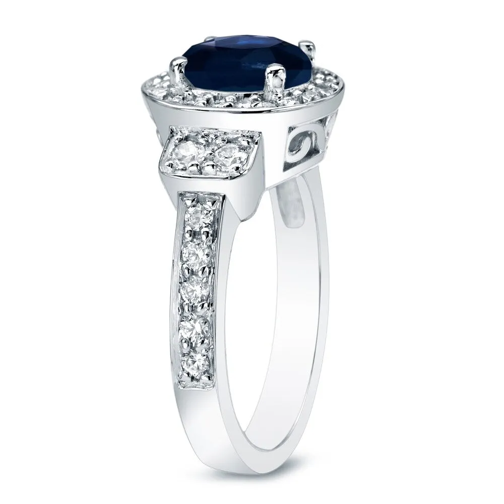 Auriya 14k Gold 2ct Blue Sapphire Halo Diamond Engagement Ring 3/4cttw sold by Zulily product image thumbnail 5