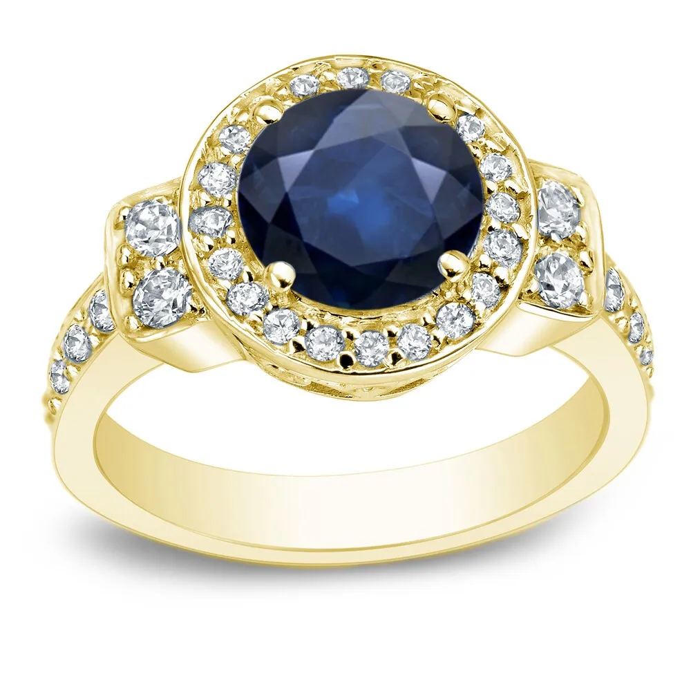 Auriya 14k Gold 2ct Blue Sapphire Halo Diamond Engagement Ring 3/4cttw sold by Zulily product image thumbnail 2