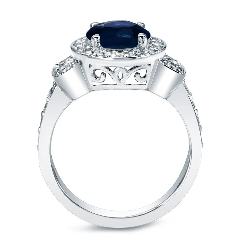 Auriya 14k Gold 2ct Blue Sapphire Halo Diamond Engagement Ring 3/4cttw sold by Zulily product image thumbnail 4
