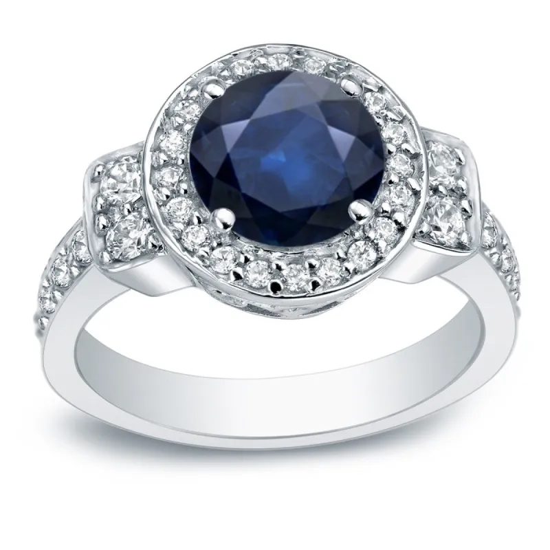 Auriya 14k Gold 2ct Blue Sapphire Halo Diamond Engagement Ring 3/4cttw sold by Zulily