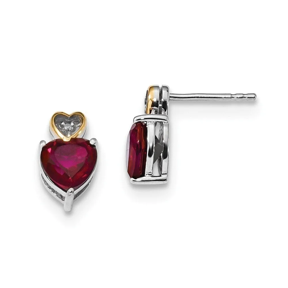 Curata 925 Sterling Silver and 14K 13x7mm Red Topaz and Diamond Earrings sold by Zulily