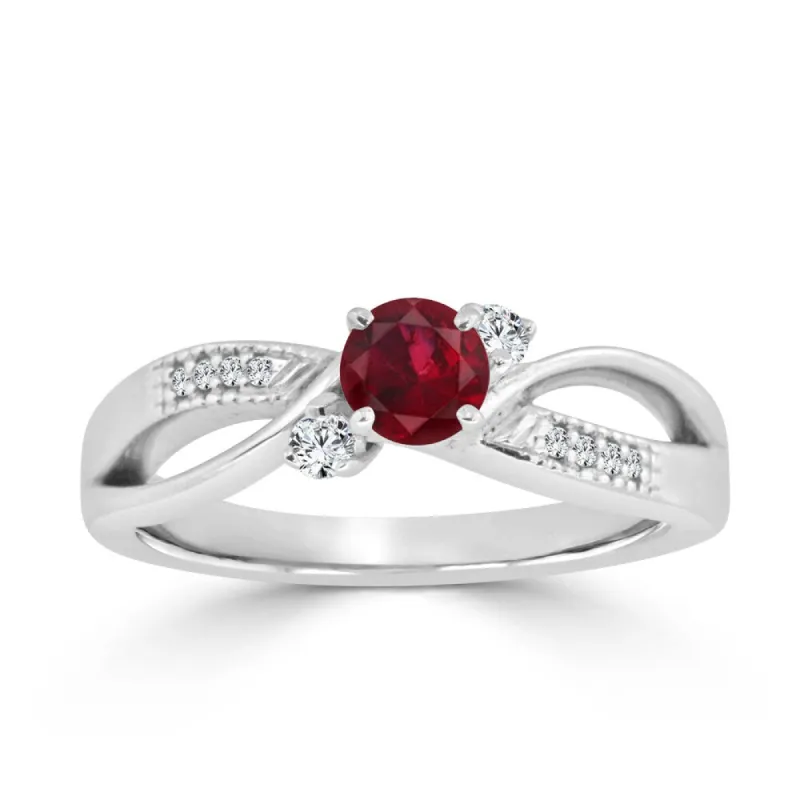 Auriya 3-Stone 2/5ct Ruby and 1/10ctw Diamond Engagement Ring 14k Gold sold by Zulily