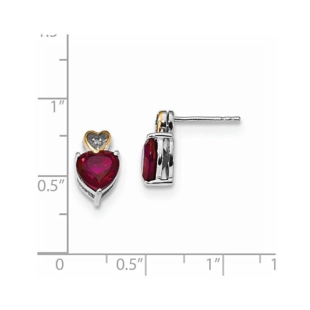 Curata 925 Sterling Silver and 14K 13x7mm Red Topaz and Diamond Earrings sold by Zulily product image thumbnail 2