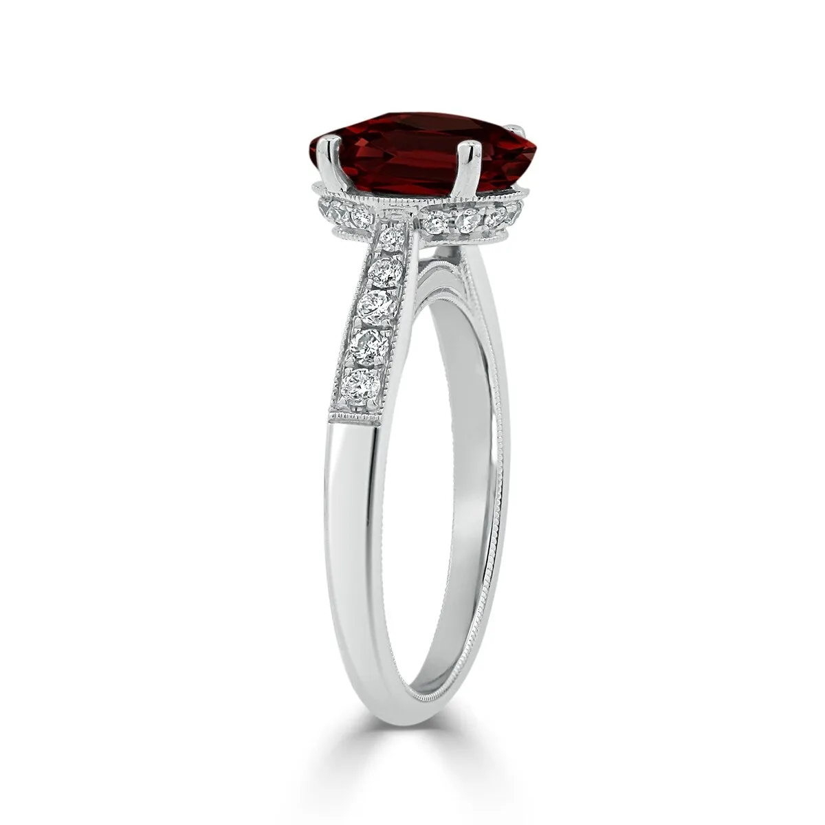 Auriya 3 1/3ct Fancy Oval Garnet and Diamond Engagement Ring 1/4ctw 14k Gold sold by Zulily product image thumbnail 4