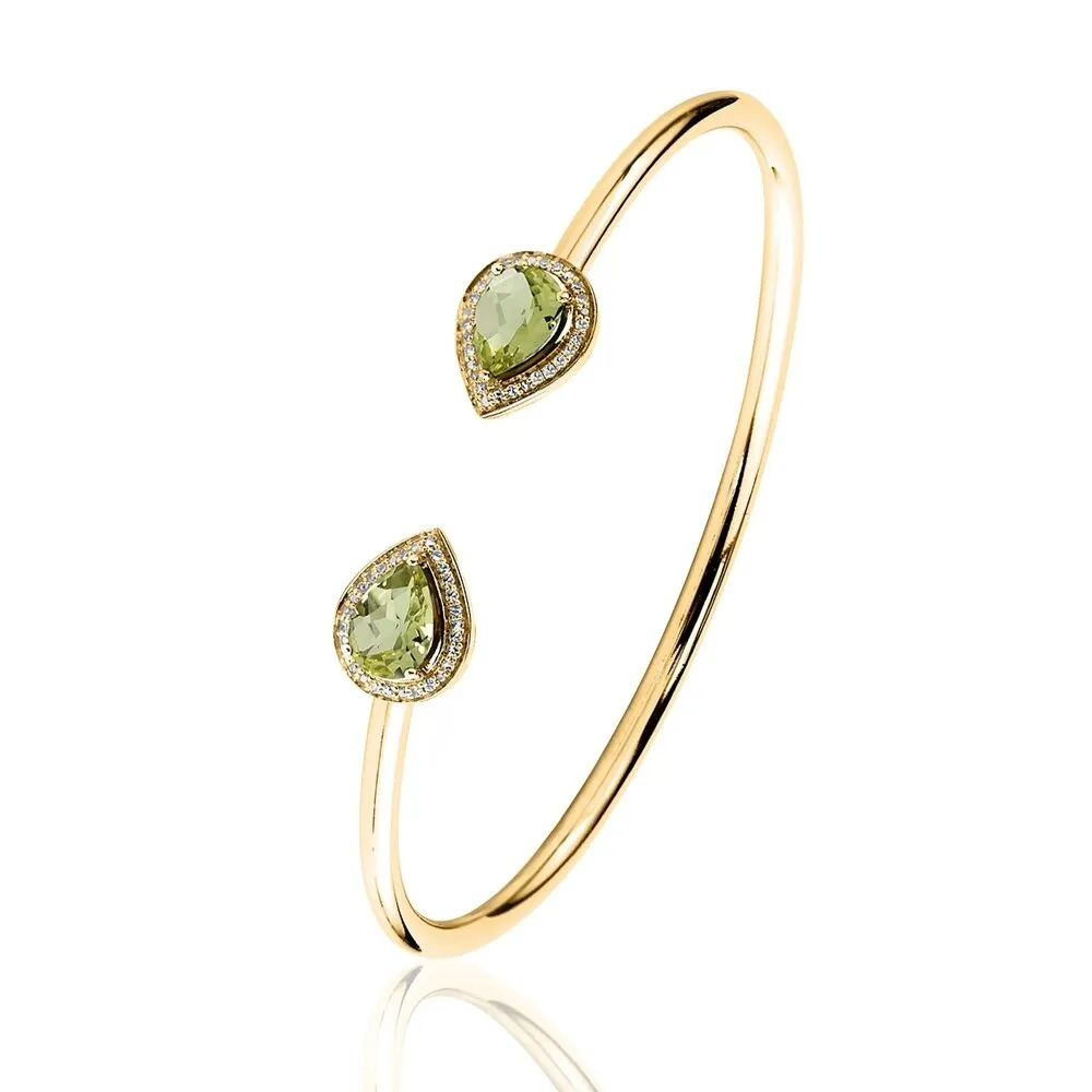 Auriya 1 3/4ct Pear-cut Lemon Green Quartz Gold over Silver Bangle Bracelet with Diamond Accents sold by Zulily product image thumbnail 5
