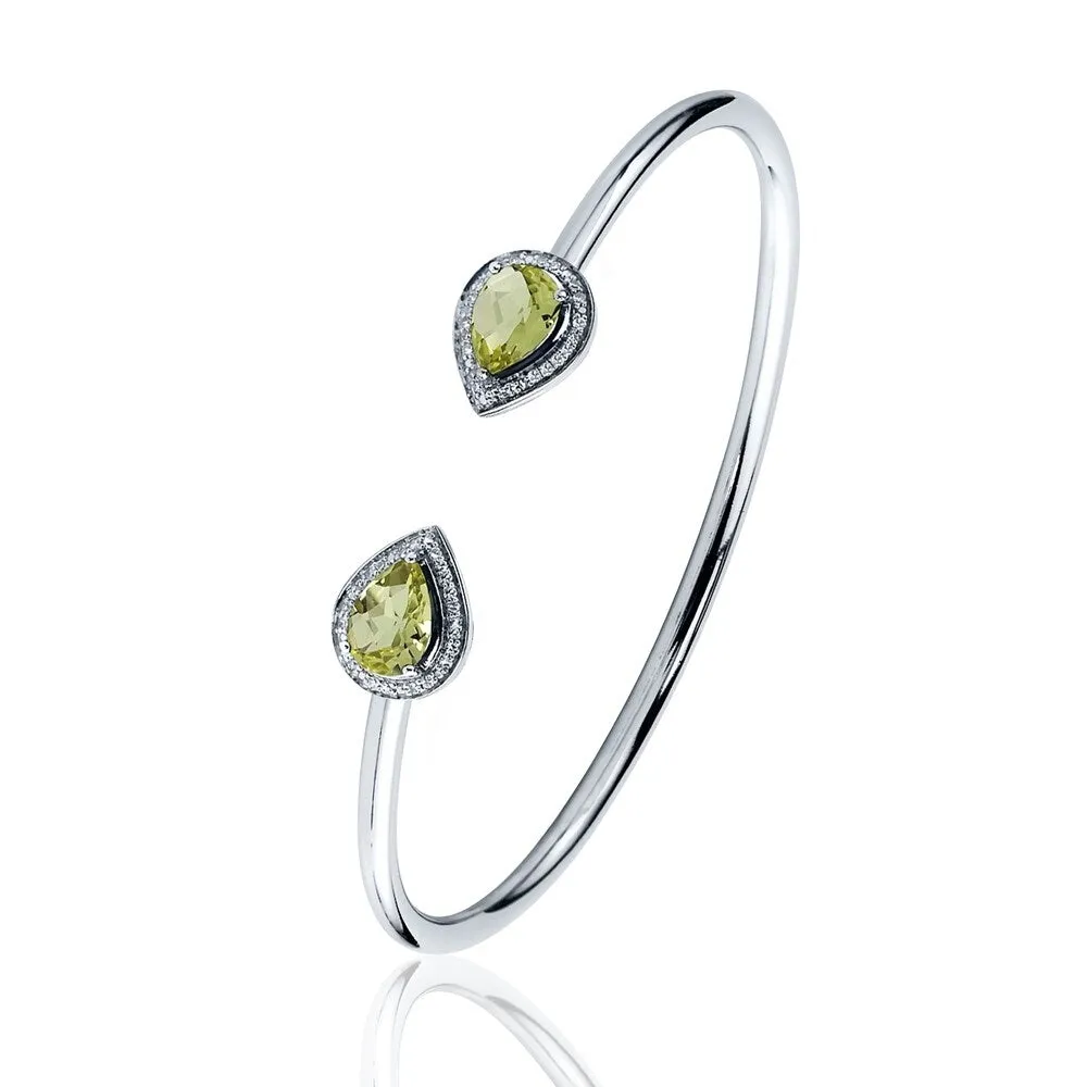 Auriya 1 3/4ct Pear-cut Lemon Green Quartz Gold over Silver Bangle Bracelet with Diamond Accents sold by Zulily product image thumbnail 4