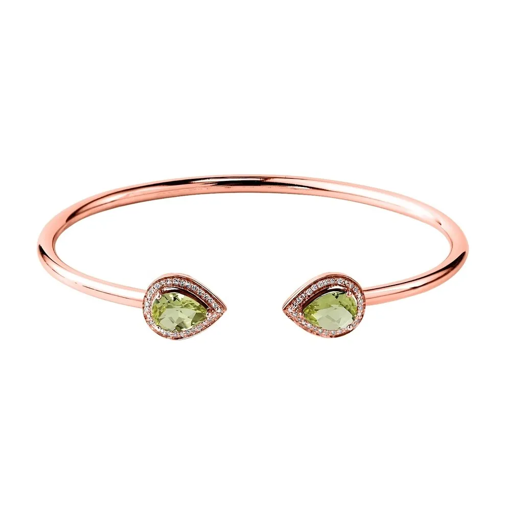 Auriya 1 3/4ct Pear-cut Lemon Green Quartz Gold over Silver Bangle Bracelet with Diamond Accents sold by Zulily product image thumbnail 3