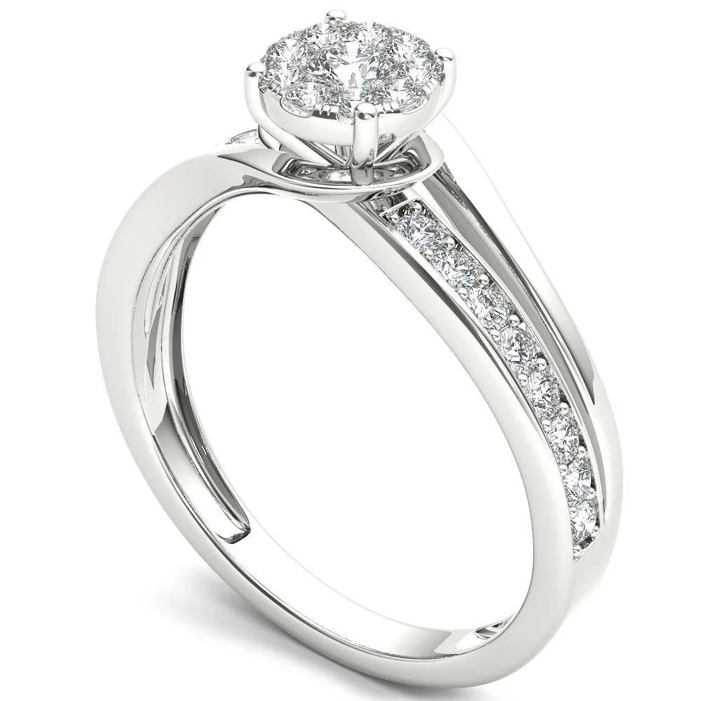 De Couer 10k White Gold 3/8ct TDW Diamond Bypass Cluster Engagement Ring - White H-I sold by Zulily product image thumbnail 2