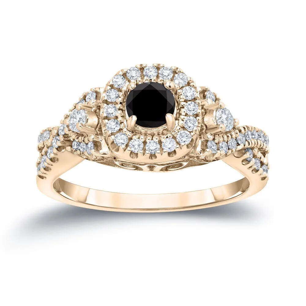 14k Gold Round Infinity Inspired 4/6ct TDW Black Diamond with Halo Engagement Ring sold by Zulily product image thumbnail 3