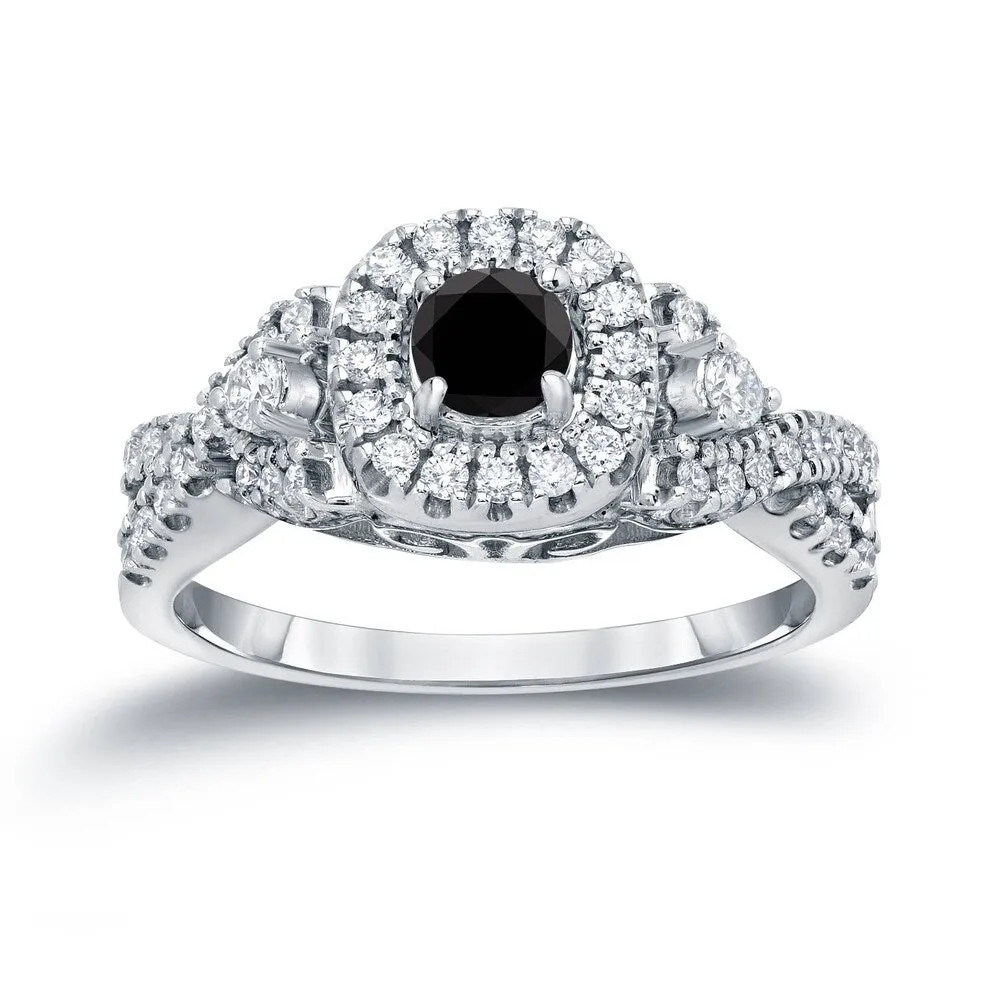 14k Gold Round Infinity Inspired 4/6ct TDW Black Diamond with Halo Engagement Ring sold by Zulily