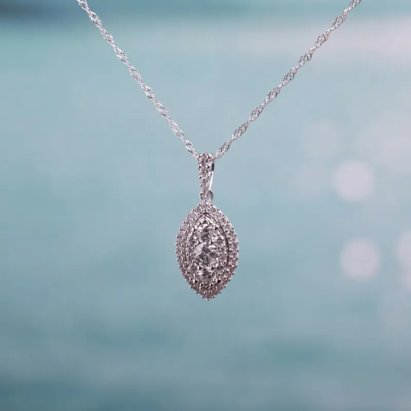 Miadora 10k White Gold 1/2ct TDW Diamond Composite Marquise Halo Drop Necklace sold by Zulily