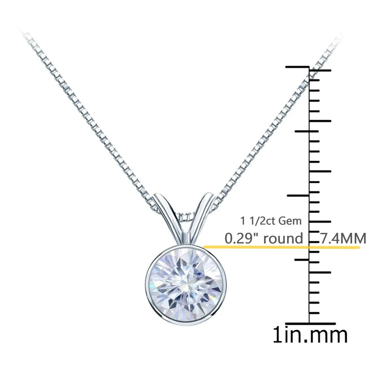 Auriya Platinum 1 1/2ctw Solitaire Moissanite Necklace Bezel-set - 7.4 mm - 7.4 mm sold by Zulily product image thumbnail 3