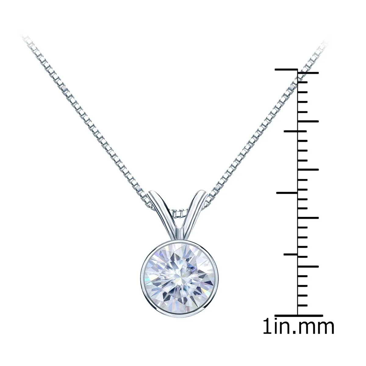 Auriya Platinum 1 1/2ctw Solitaire Moissanite Necklace Bezel-set - 7.4 mm - 7.4 mm sold by Zulily product image thumbnail 4