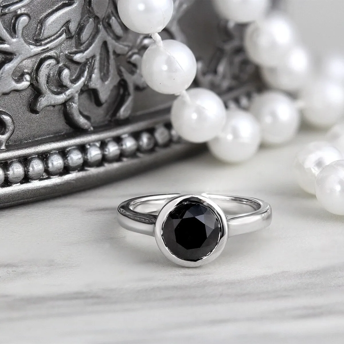 Auriya 14k Gold 1 1/2ctw Bezel-set Solitaire Black Diamond Engagement Ring sold by Zulily