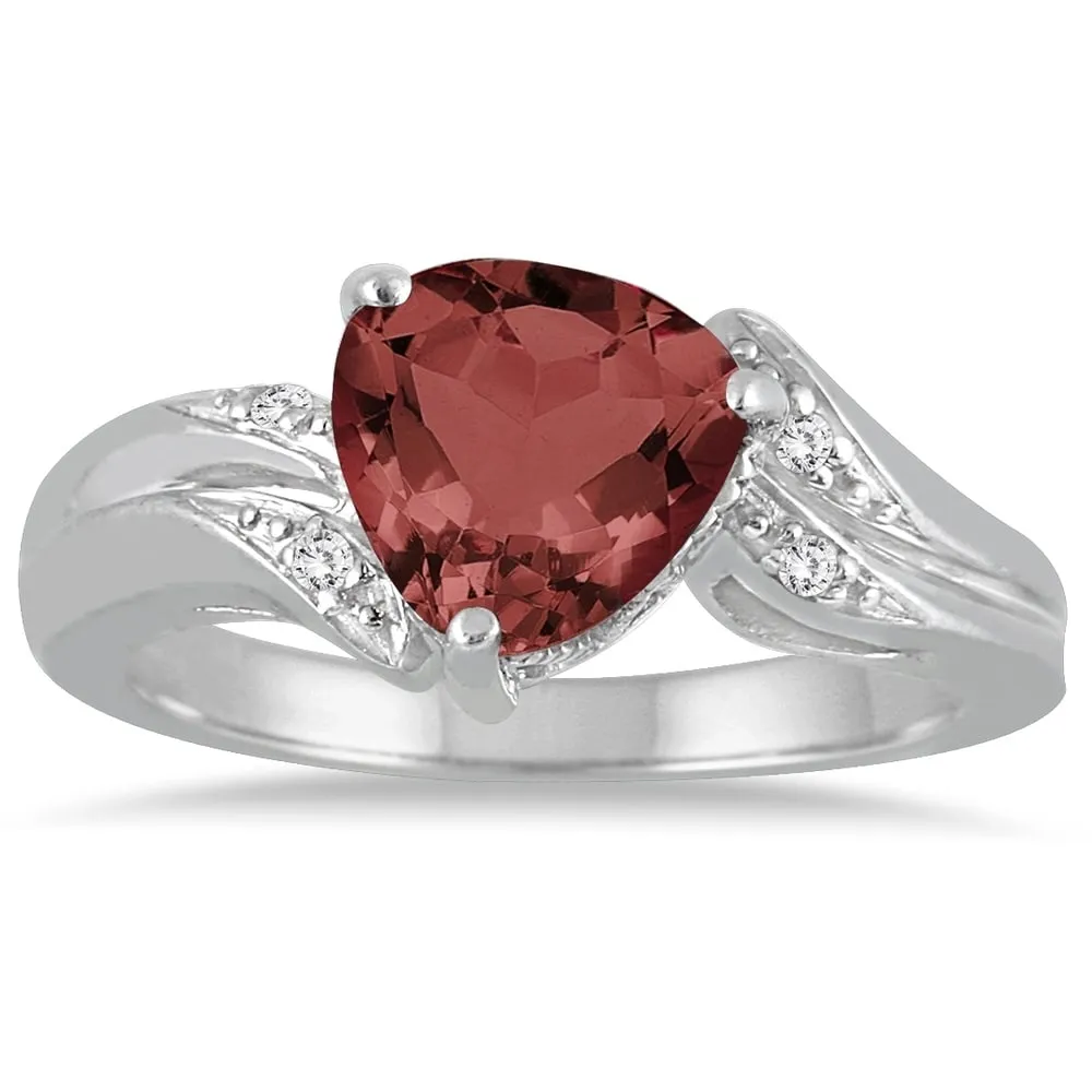 2 1/4 Carat Trillion Cut Garnet and Diamond Ring in 10K White Gold sold by Zulily