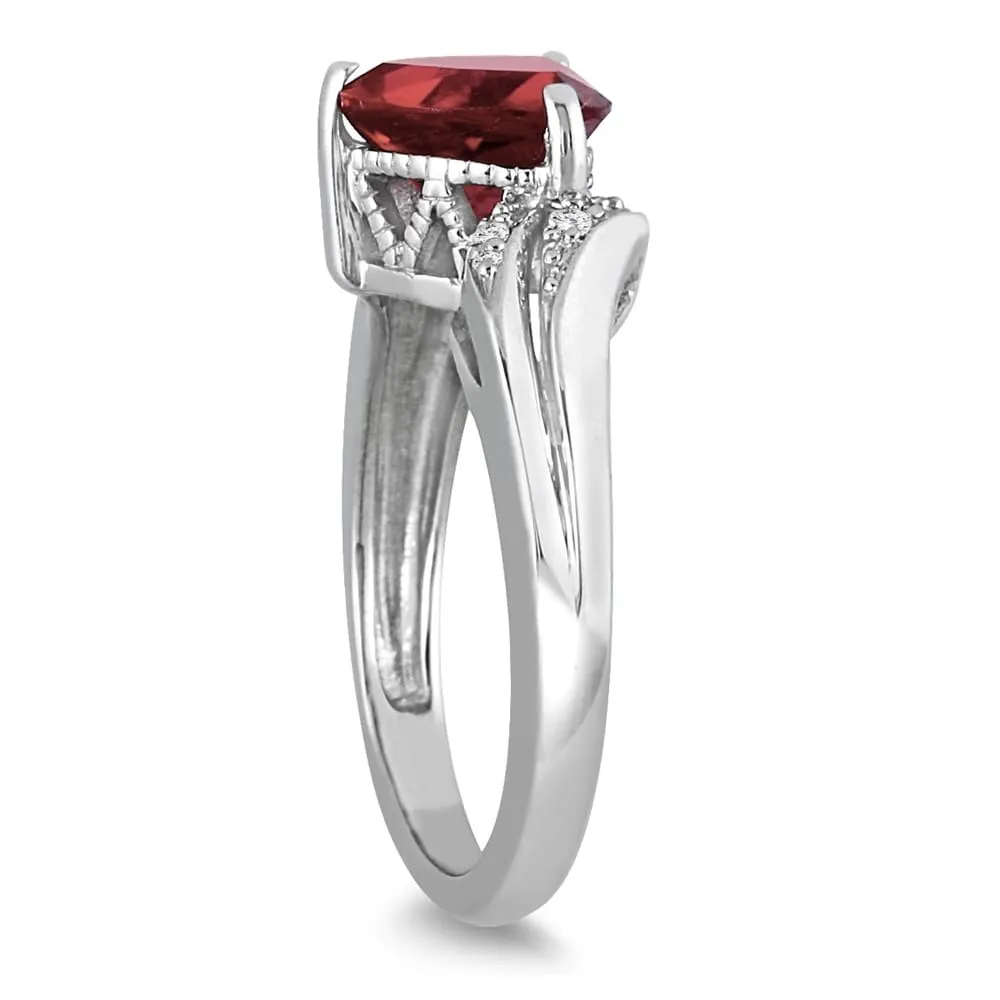 2 1/4 Carat Trillion Cut Garnet and Diamond Ring in 10K White Gold sold by Zulily product image thumbnail 2