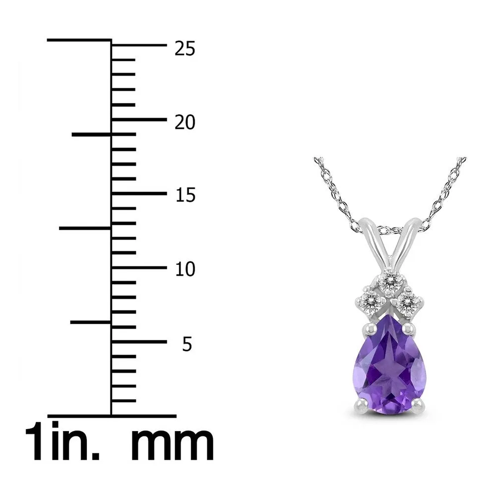 14K White Gold 6x4MM Pear Amethyst and Diamond Pendant sold by Zulily product image thumbnail 3