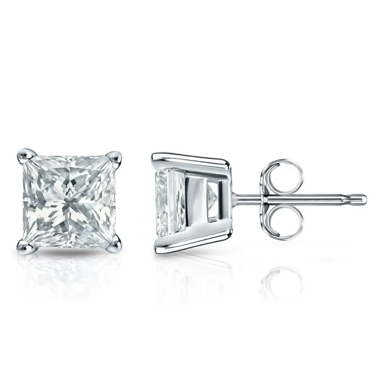 Auriya 18-karat Gold Lab Grown 6.00 carat TDW Princess Diamond Stud Earrings 4-Prong Basket Push-back sold by Zulily product image thumbnail 5