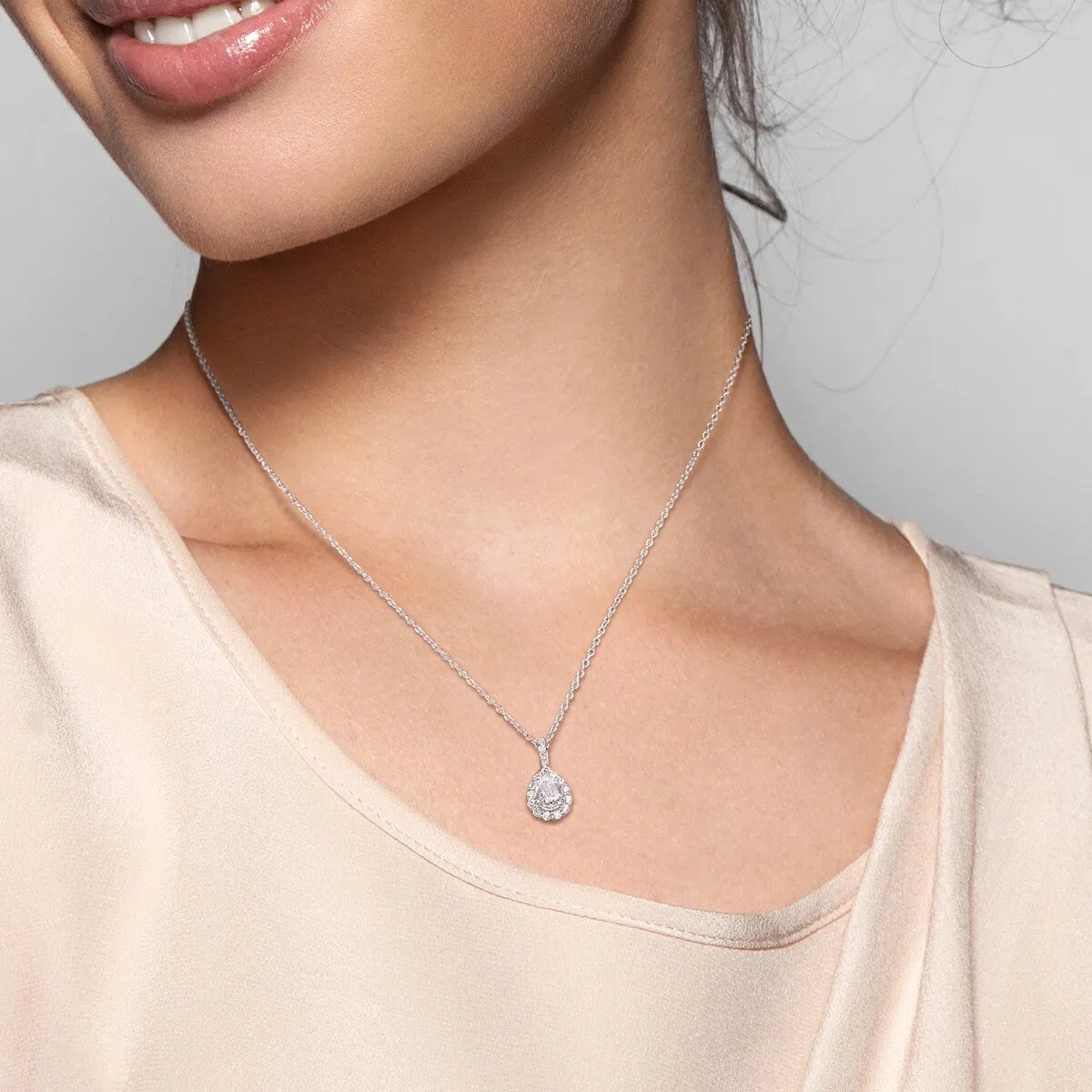 Miadora 1 1/3ct DEW Pear-cut Moissanite Halo Teardrop Necklace in Sterling Silver sold by Zulily product image thumbnail 5