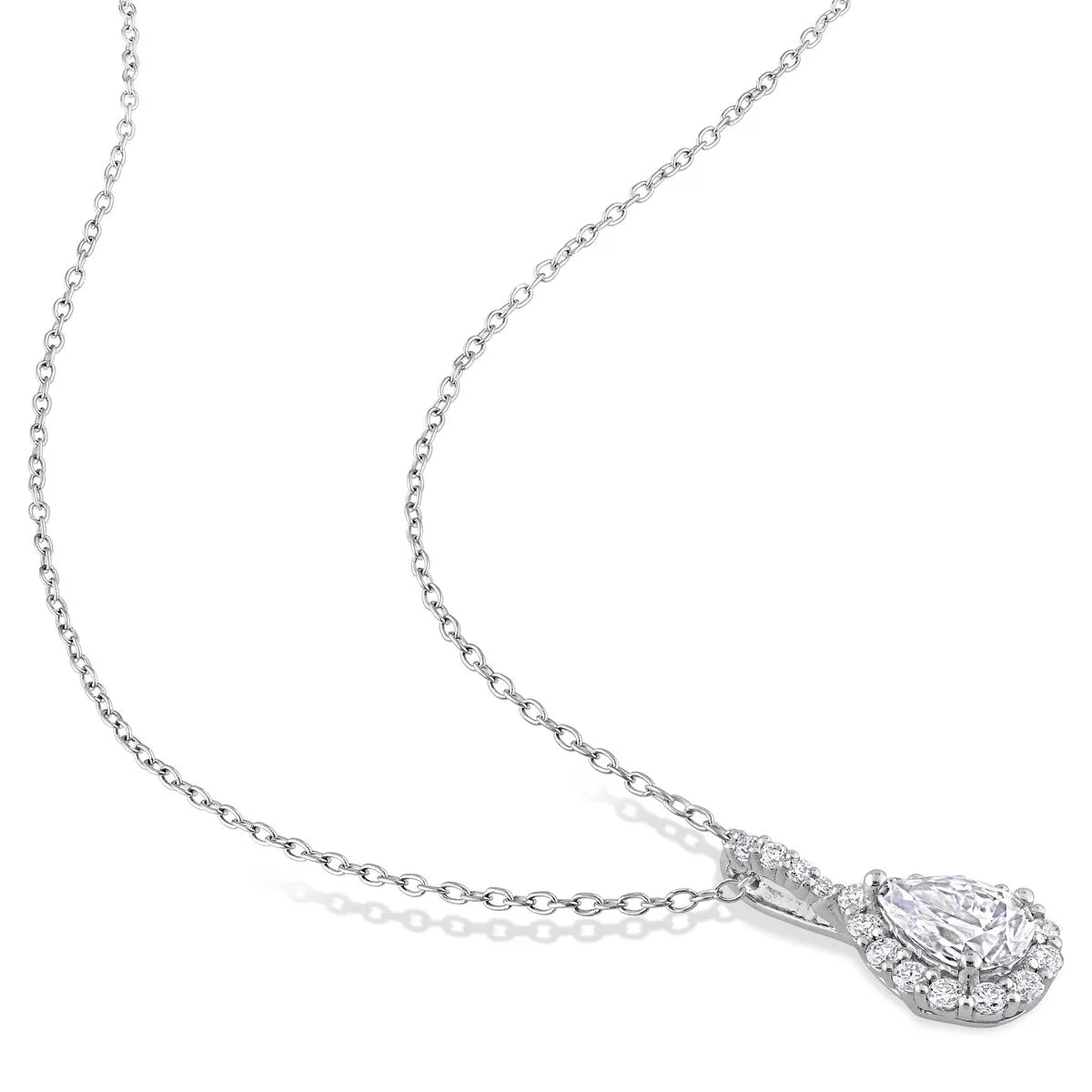 Miadora 1 1/3ct DEW Pear-cut Moissanite Halo Teardrop Necklace in Sterling Silver sold by Zulily product image thumbnail 2