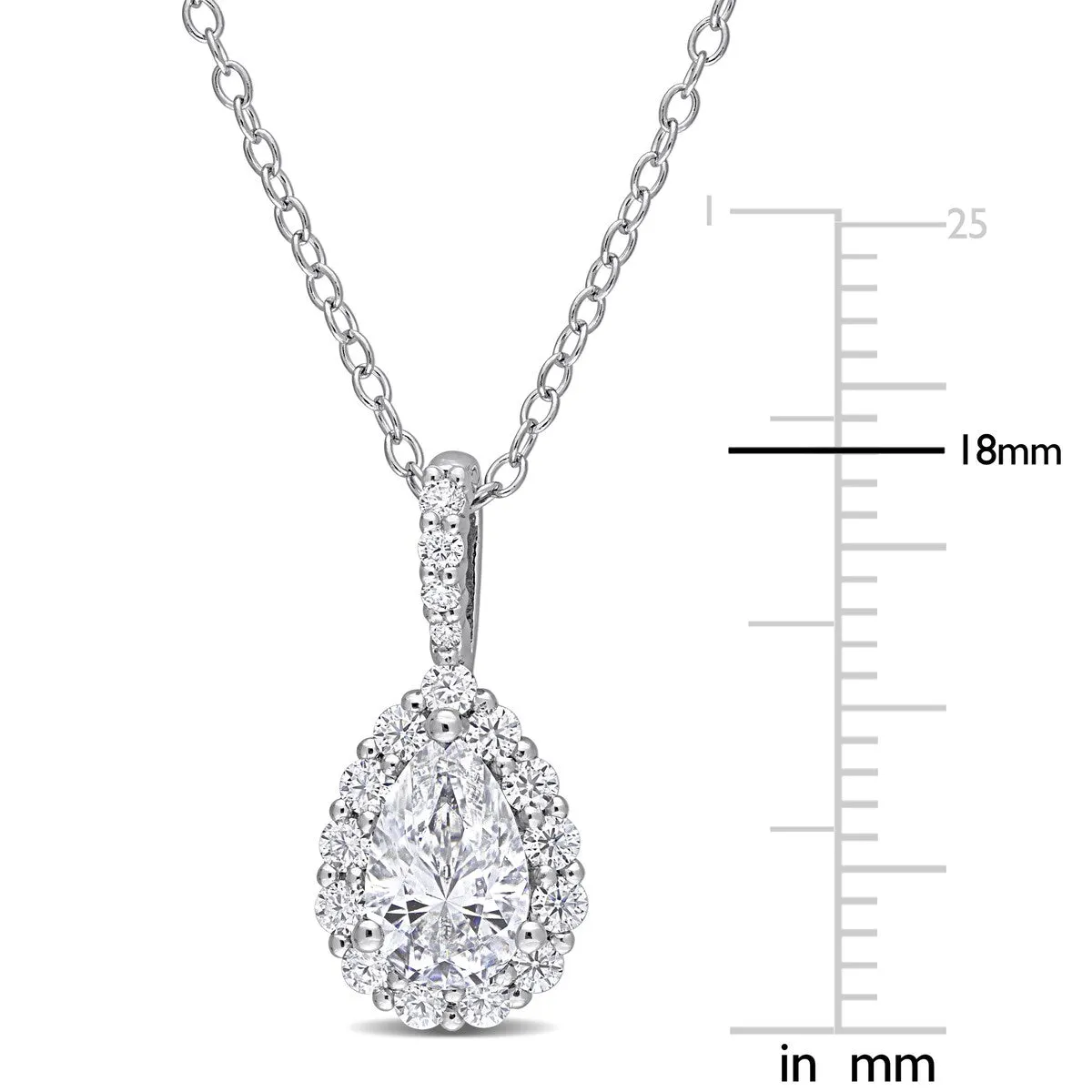 Miadora 1 1/3ct DEW Pear-cut Moissanite Halo Teardrop Necklace in Sterling Silver sold by Zulily product image thumbnail 3