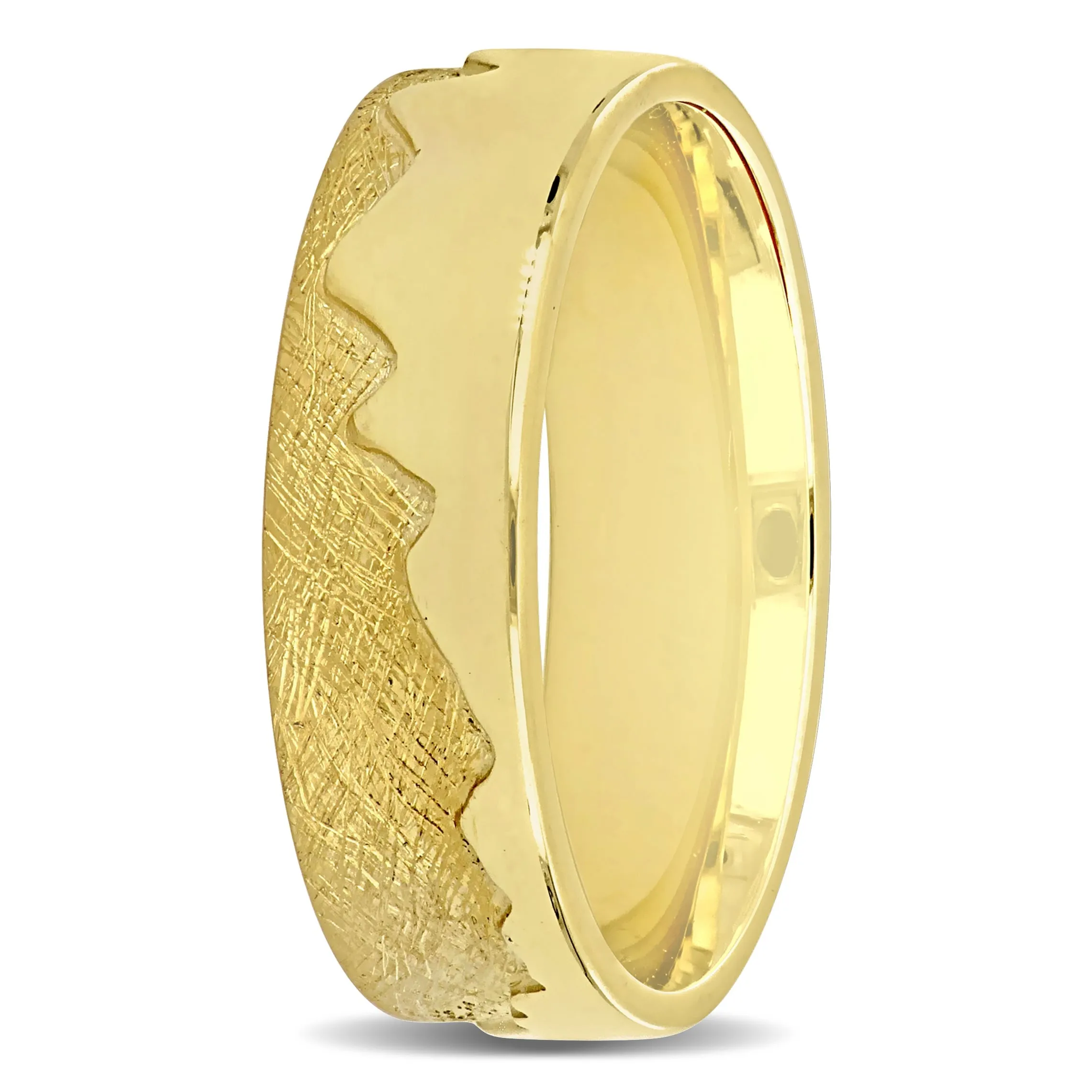 Miadora Mens Mountain Design Wedding Band in 14k Yellow Gold sold by Zulily product image thumbnail 2
