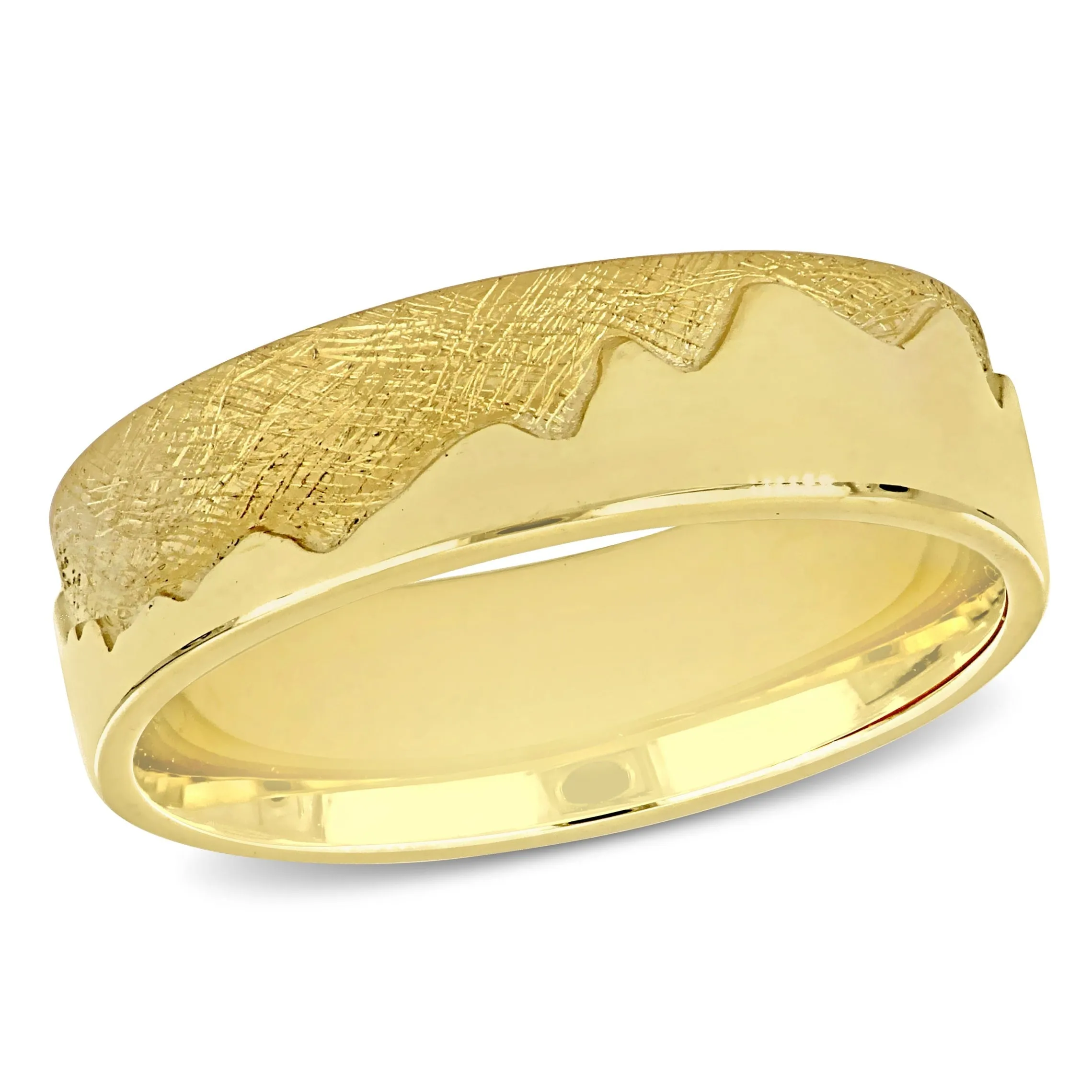 Miadora Mens Mountain Design Wedding Band in 14k Yellow Gold sold by Zulily